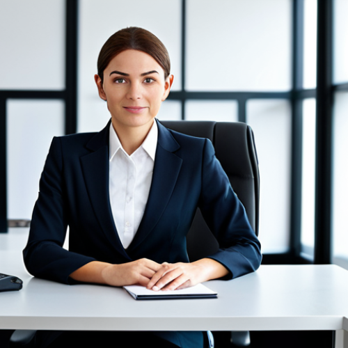 Home 22 세금 효율적인 채권 투자 가이드 - **
"Professional businesswoman in a modest business suit, sitting at a desk in a modern office, ful...