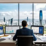 Home 18 세금 절세를 위한 투자 성향 분석 - A professional Brazilian investor sitting at a modern desk filled with financial documents, a laptop...