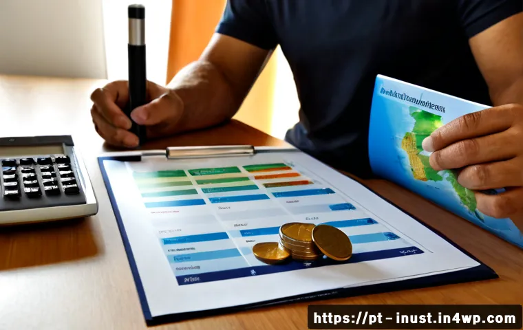 세금 효율적인 대체 투자 전략 - Photorealistic Portuguese financial planning scene, a middle-aged couple reviewing diversified alter...